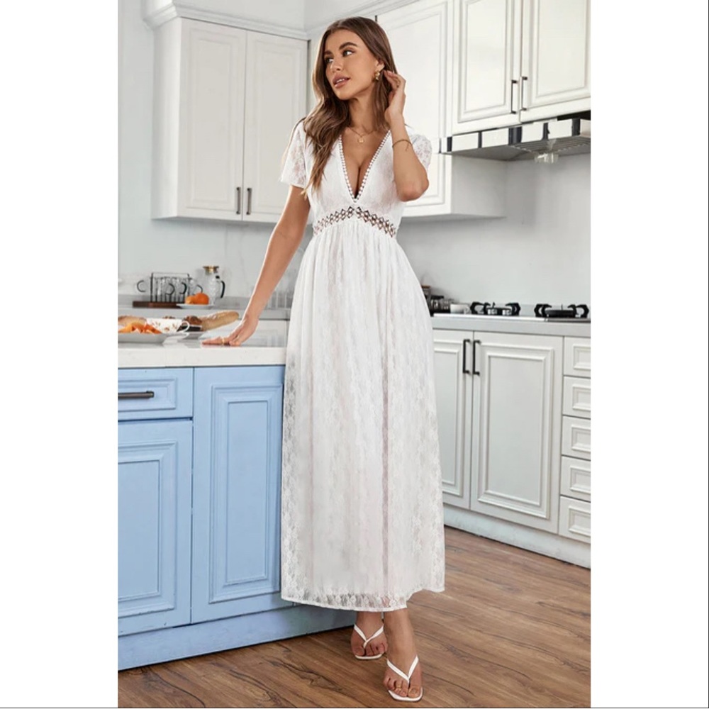 Ciara Plunge Maxi Fitted Waisted A-Shape Dress Cupshe
